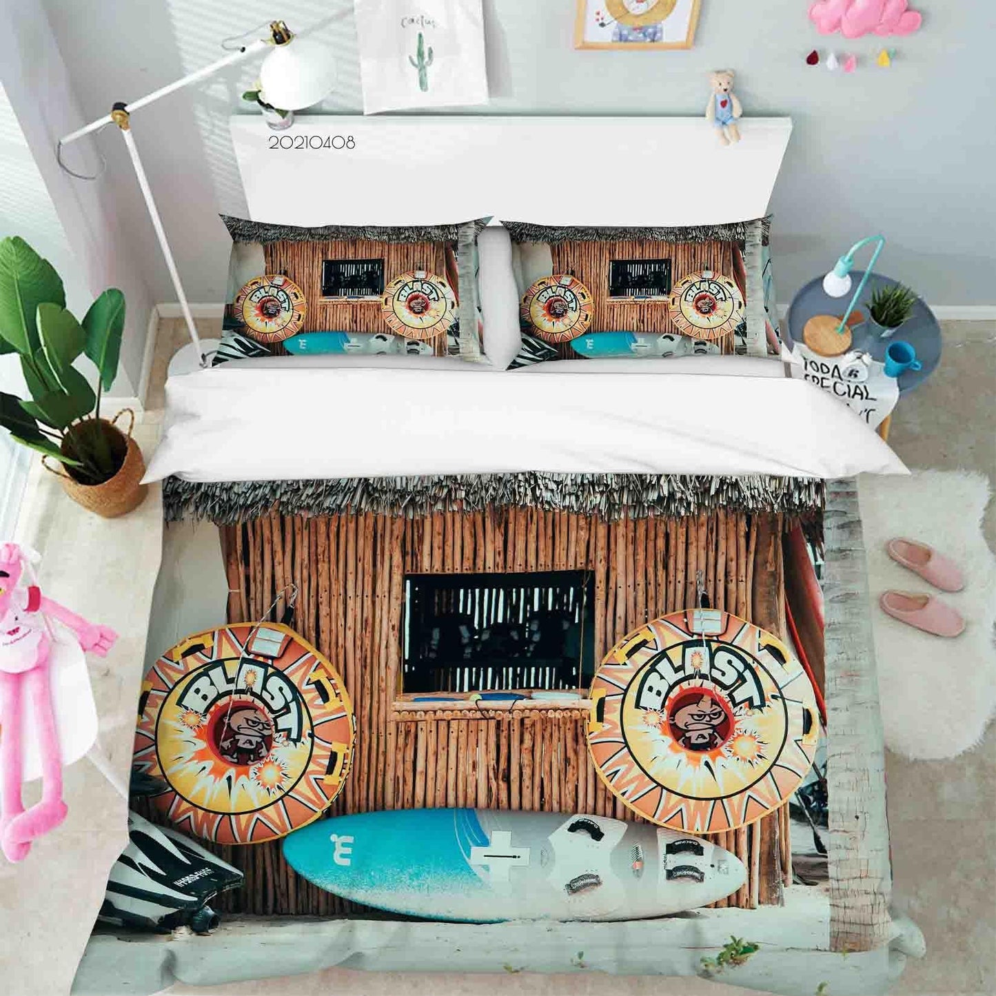 3D Beach Chalet Surfboard Quilt Cover Set Bedding Set Duvet Cover Pillowcases 10