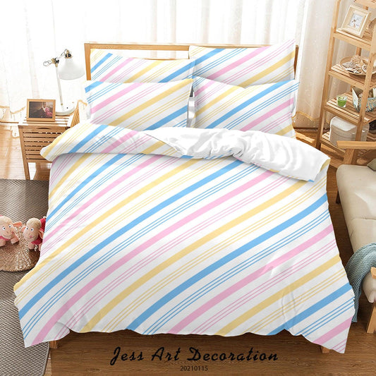 3D Abstract Geometric Color Stripes Quilt Cover Set Bedding Set Duvet Cover Pillowcases 94