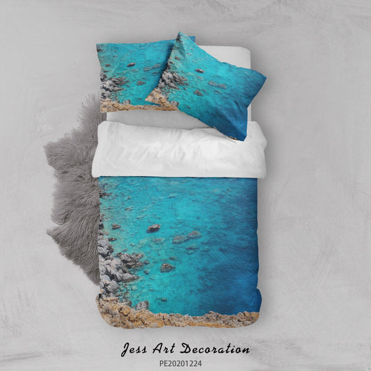 3D Blue Beach Stone Quilt Cover Set Bedding Set Duvet Cover Pillowcases 109 LQH