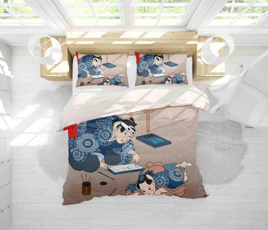 3D Abstract Kimono Woman Quilt Cover Set Bedding Set Pillowcases 74