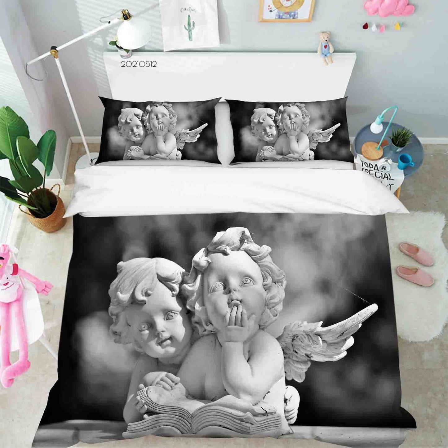 3D Art Angel Sculpture Quilt Cover Set Bedding Set Duvet Cover Pillowcases 205