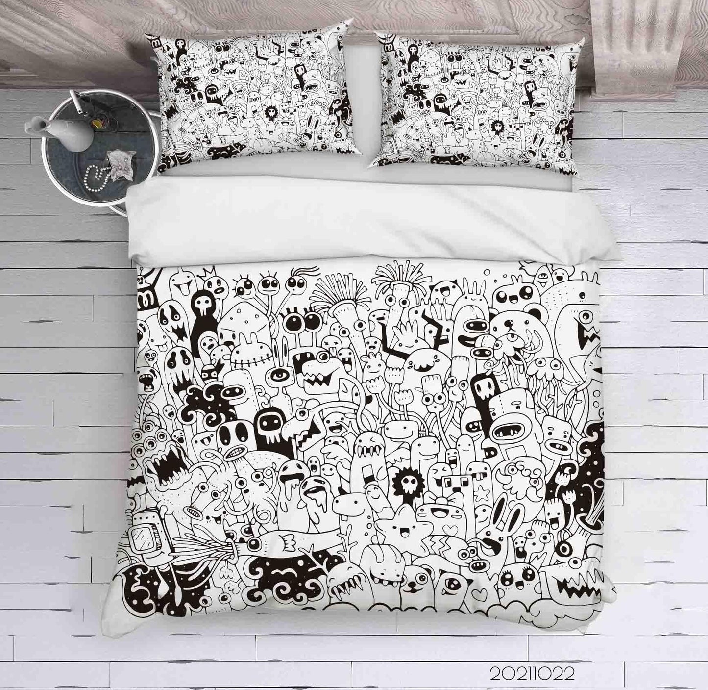 3D Abstract Gray Monster Graffiti Quilt Cover Set Bedding Set Duvet Cover Pillowcases 49