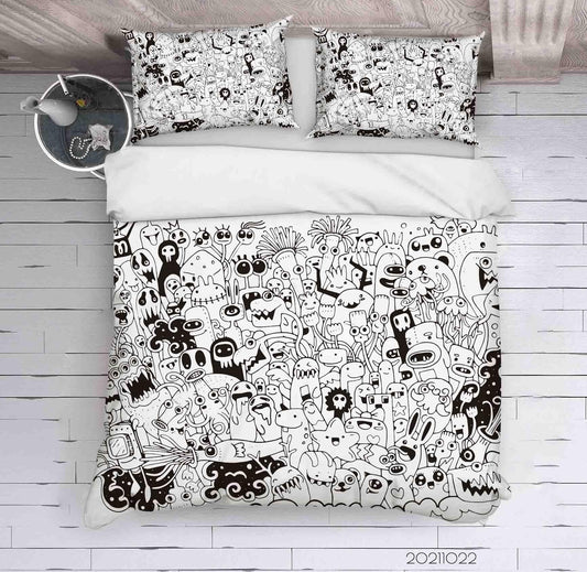 3D Abstract Gray Monster Graffiti Quilt Cover Set Bedding Set Duvet Cover Pillowcases 49