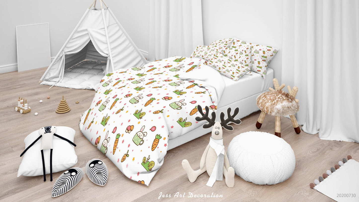 3D Cartoon Carrot Bunny Quilt Cover Set Bedding Set Duvet Cover Pillowcases LXL 63