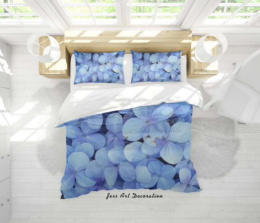 3D Blue Floral Quilt Cover Set Bedding Set Duvet Cover Pillowcases 100