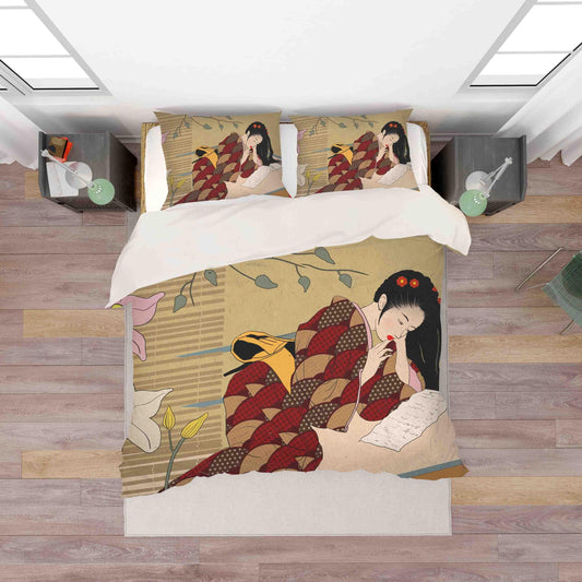 3D Abstract Kimono Woman Quilt Cover Set Bedding Set Pillowcases 76