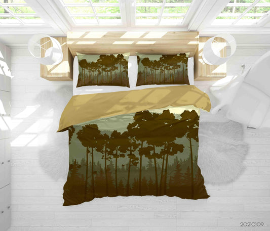 3D Cartoon Green Forest Quilt Cover Set Bedding Set Duvet Cover Pillowcases 39 LQH