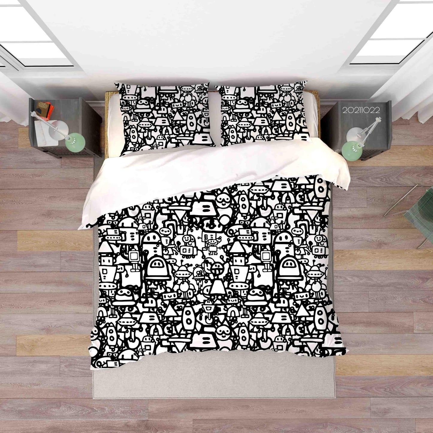 3D Abstract Robot Art Graffiti Quilt Cover Set Bedding Set Duvet Cover Pillowcases 44