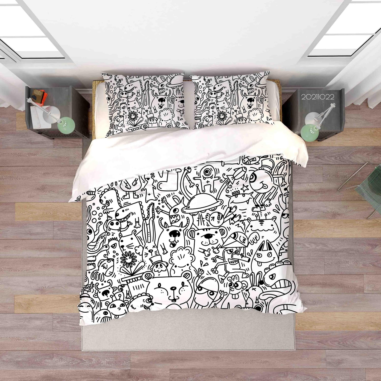 3D Abstract Monster Graffiti Quilt Cover Set Bedding Set Duvet Cover Pillowcases 34