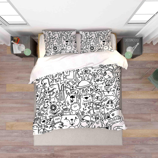 3D Abstract Monster Graffiti Quilt Cover Set Bedding Set Duvet Cover Pillowcases 34