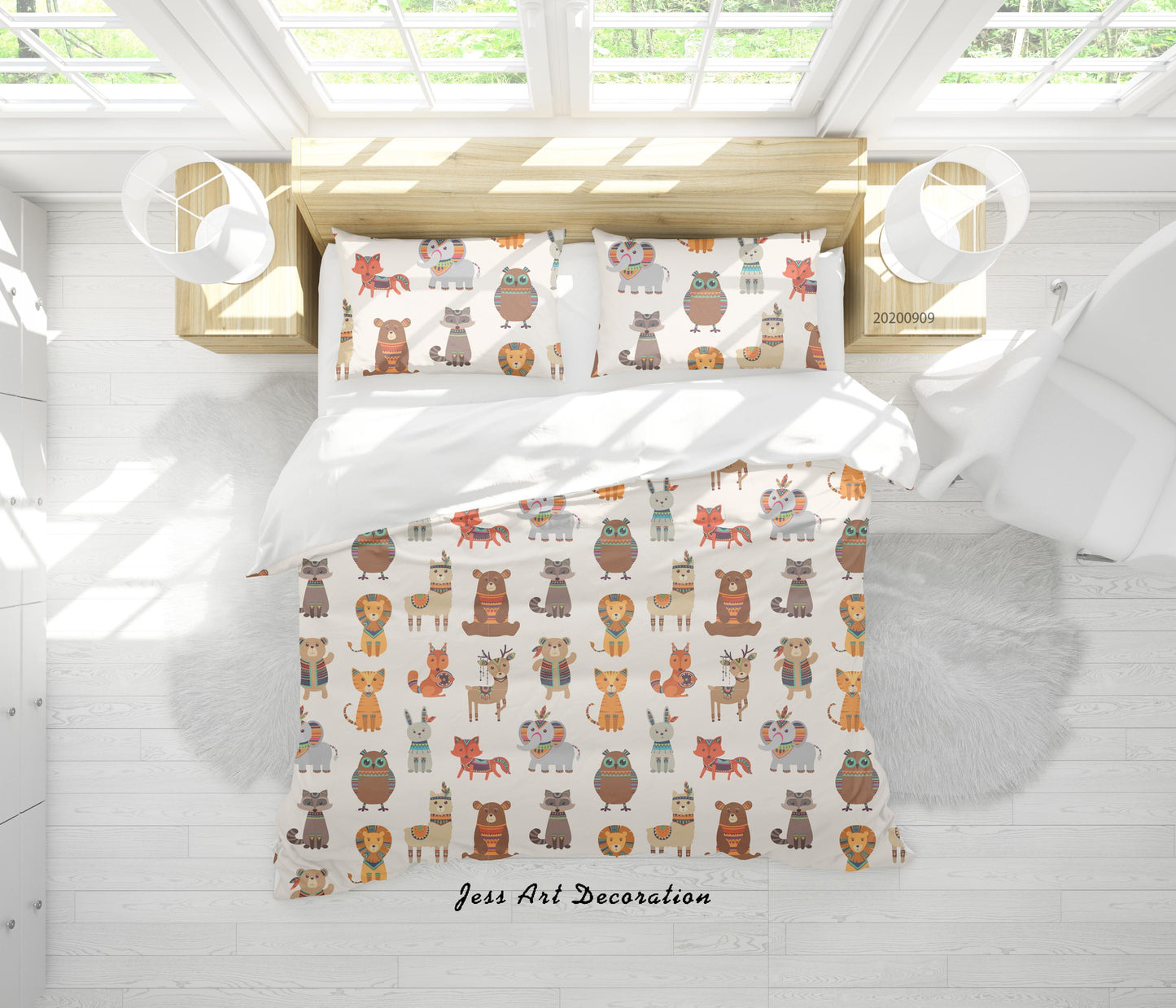 3D Cartoon Animal Tiger Cat Deer Quilt Cover Set Bedding Set Duvet Cover Pillowcases WJ 6104
