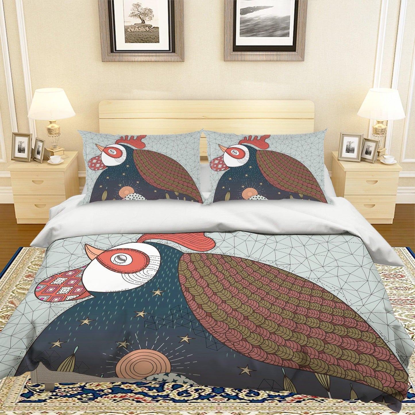 3D Cartoon Hen Quilt Cover Set Bedding Set Pillowcases 78