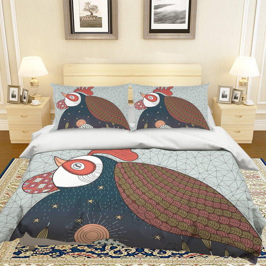 3D Cartoon Hen Quilt Cover Set Bedding Set Pillowcases 78