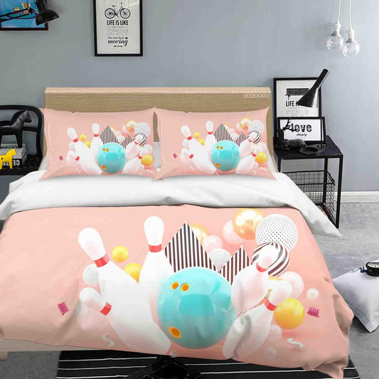 3D Blue Bowling Colorful Balls Quilt Cover Set Bedding Set Duvet Cover Pillowcases WJ 1813