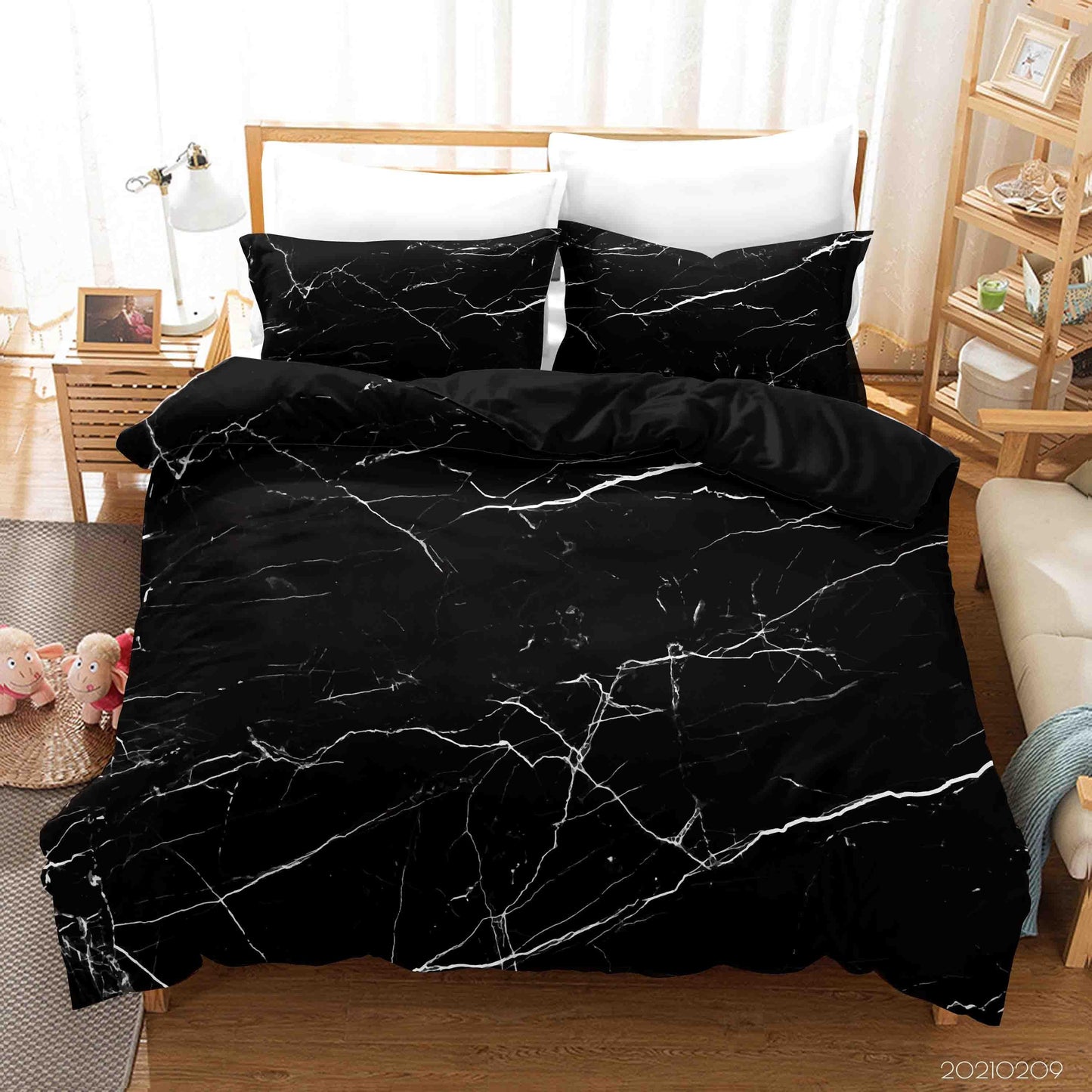3D Abstract Black Marble Texture Quilt Cover Set Bedding Set Duvet Cover Pillowcases 338