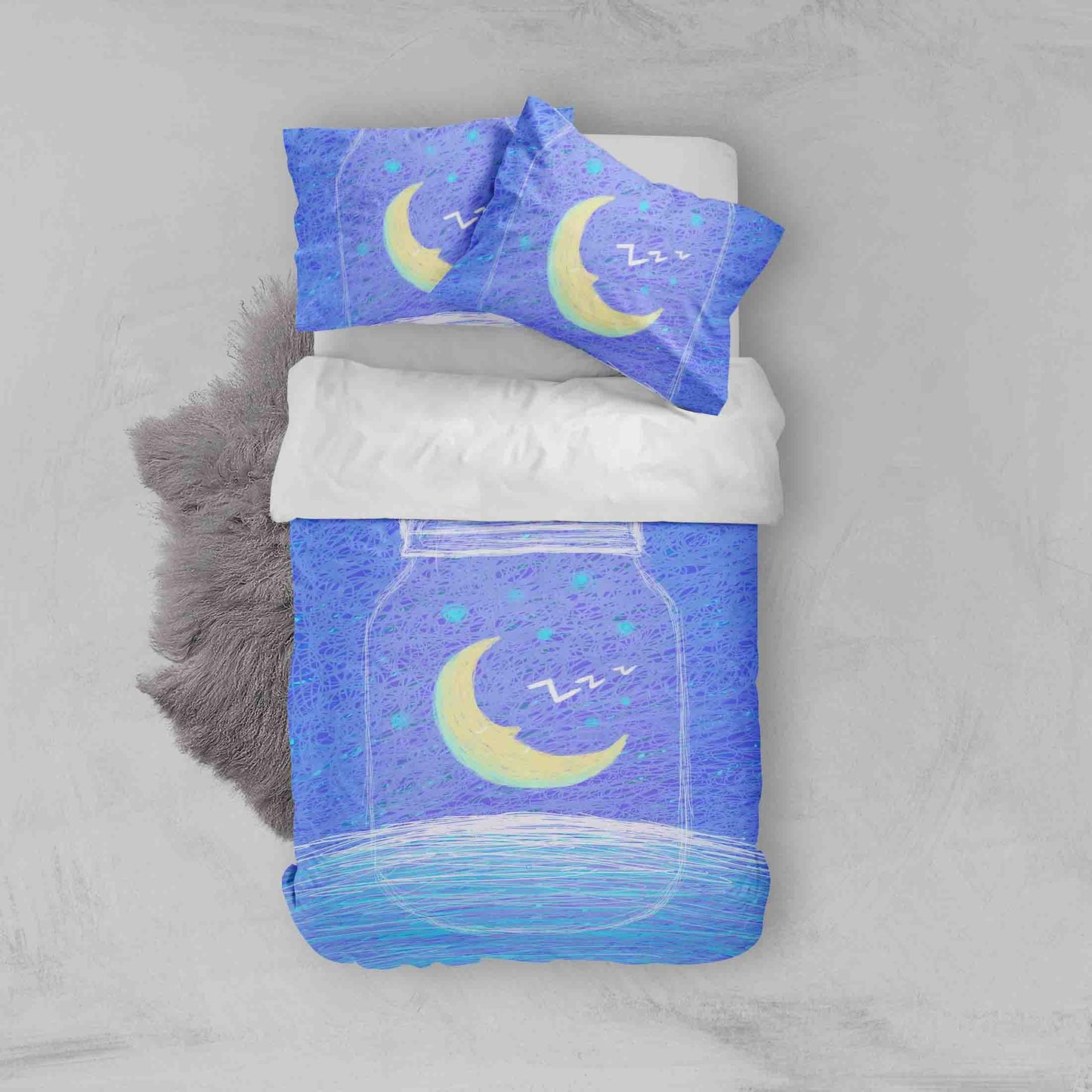 3D Blue Bottle Moon Quilt Cover Set Bedding Set Pillowcases 133