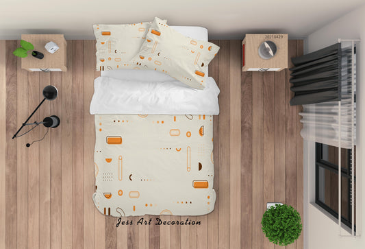 3D Abstract Orange Geometry Quilt Cover Set Bedding Set Duvet Cover Pillowcases 21
