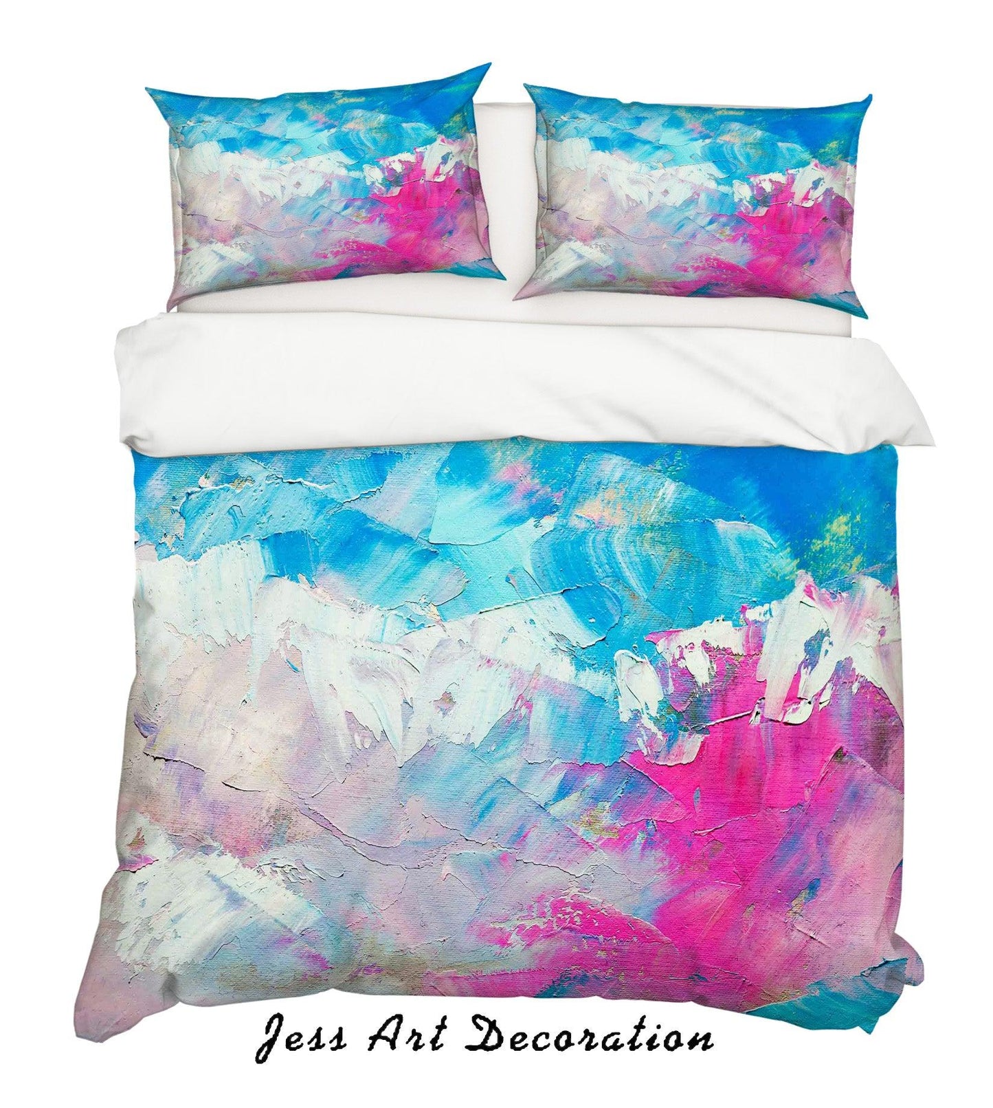 3D Abstract Pink Blue Oil Painting Quilt Cover Set Bedding Set Pillowcasesn 47