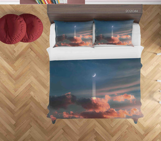 3D Blue Sky Sky Cloud Moon Quilt Cover Set Bedding Set Duvet Cover Pillowcases 25