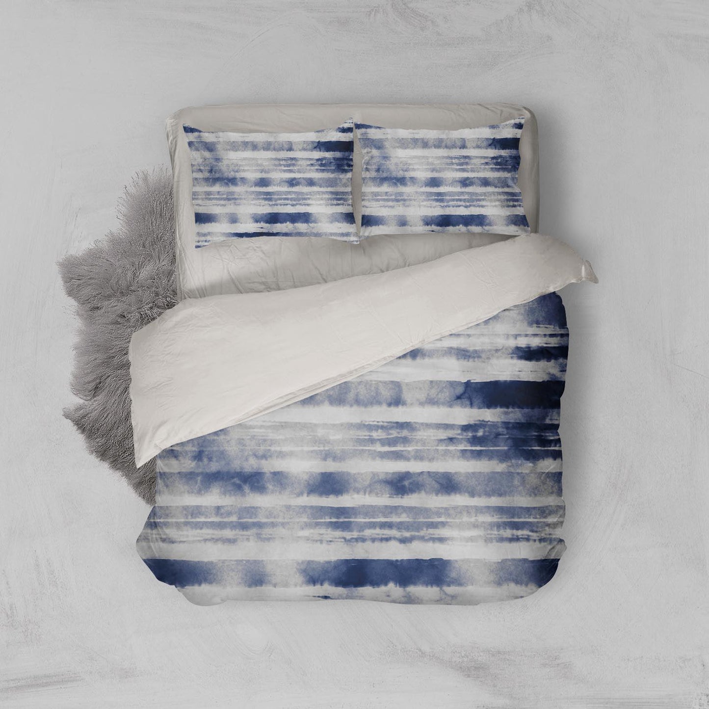 3D Blue White Stripes Quilt Cover Set Bedding Set Pillowcases 03