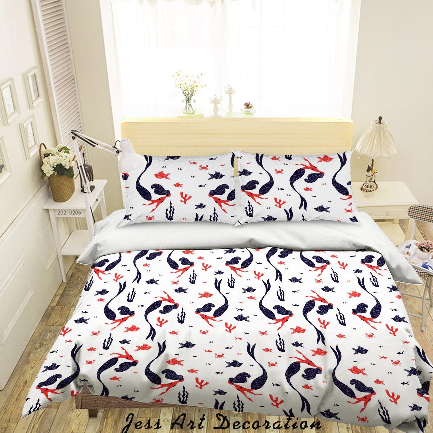 3D Cartoon Mermaid Pattern Quilt Cover Set Bedding Set Duvet Cover Pillowcases 173