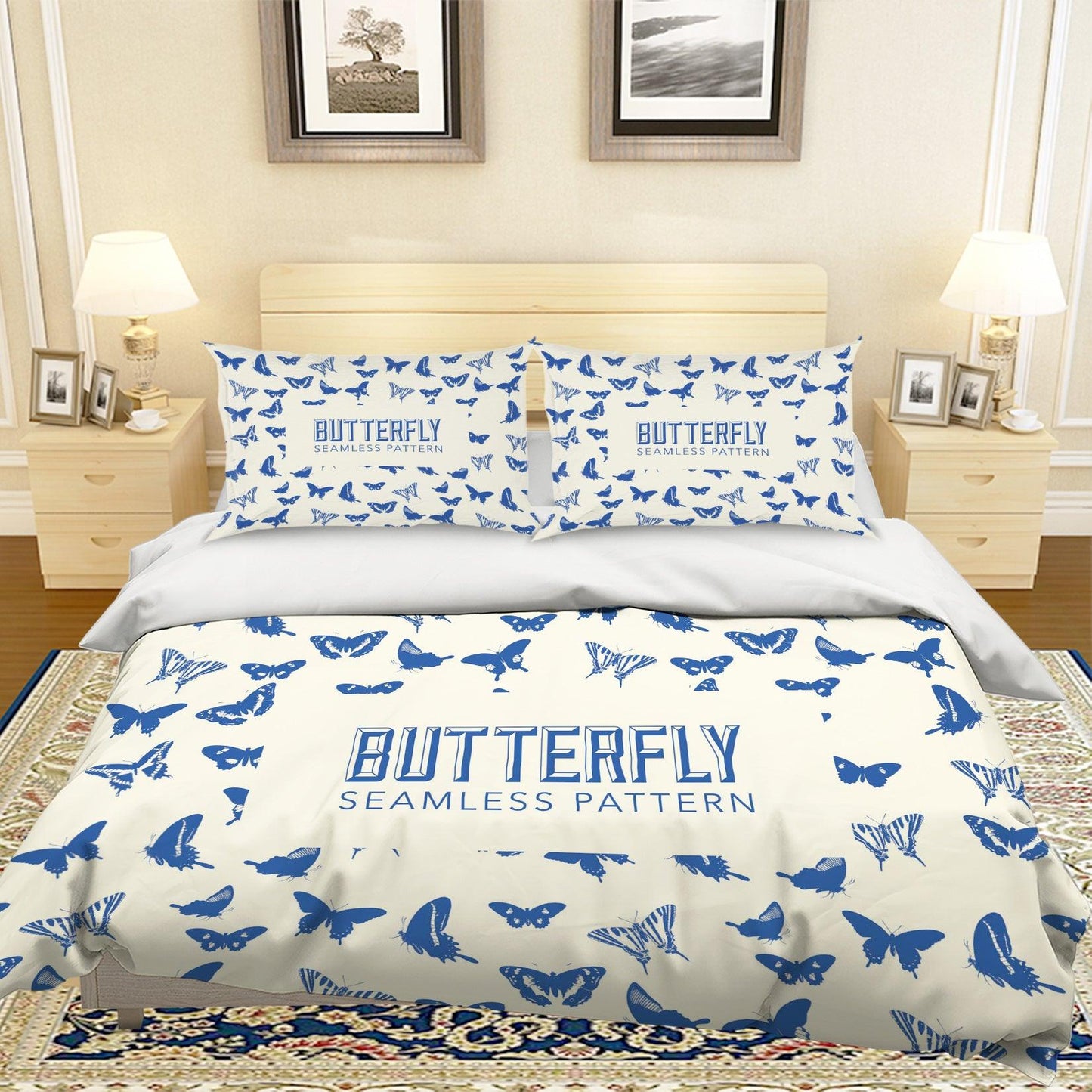 3D Blue Butterfly Quilt Cover Set Bedding Set Pillowcases 8