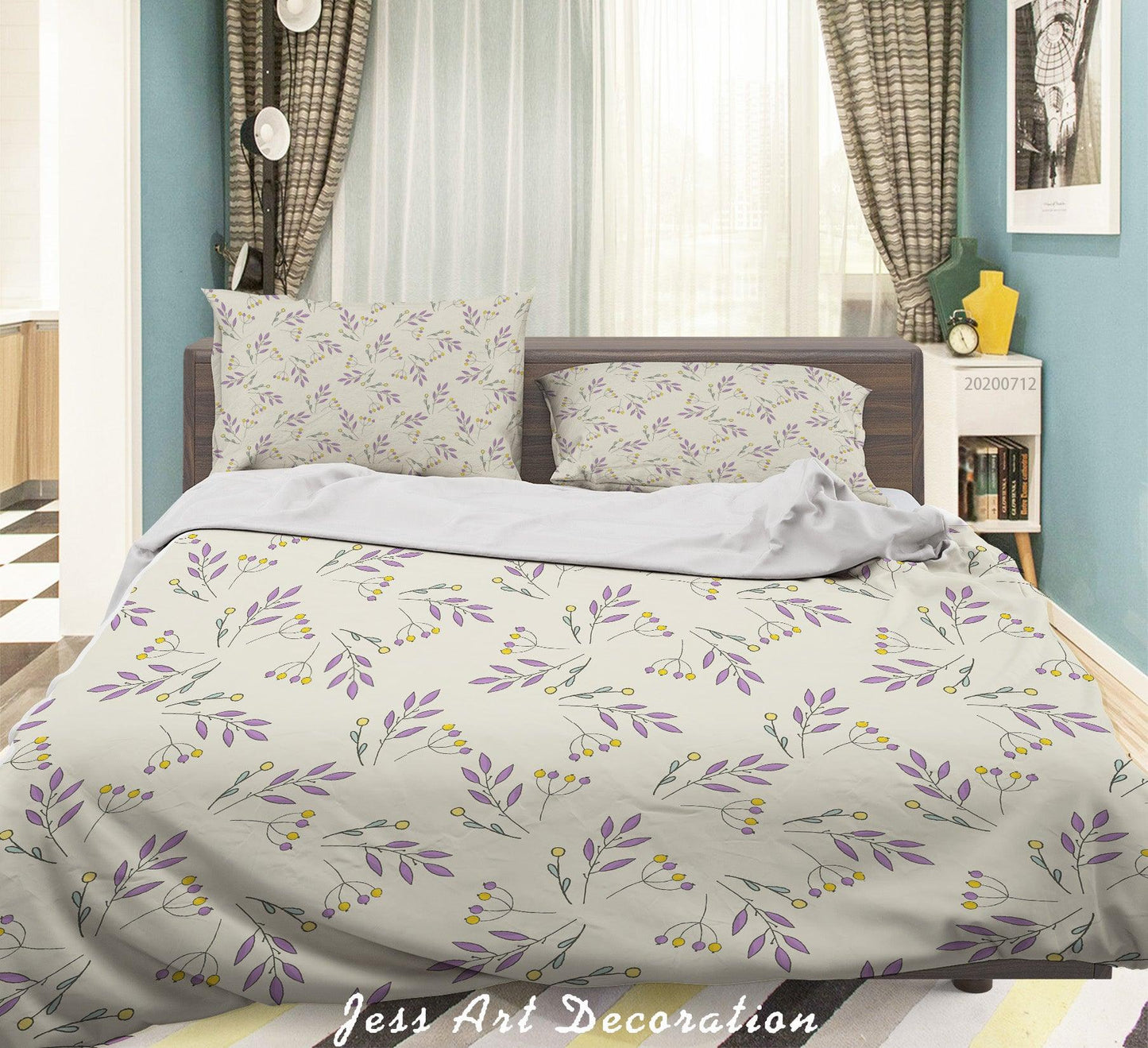 3D Abstract Vintage Leaves Pattern Quilt Cover Set Bedding Set Duvet Cover Pillowcases WJ 4016