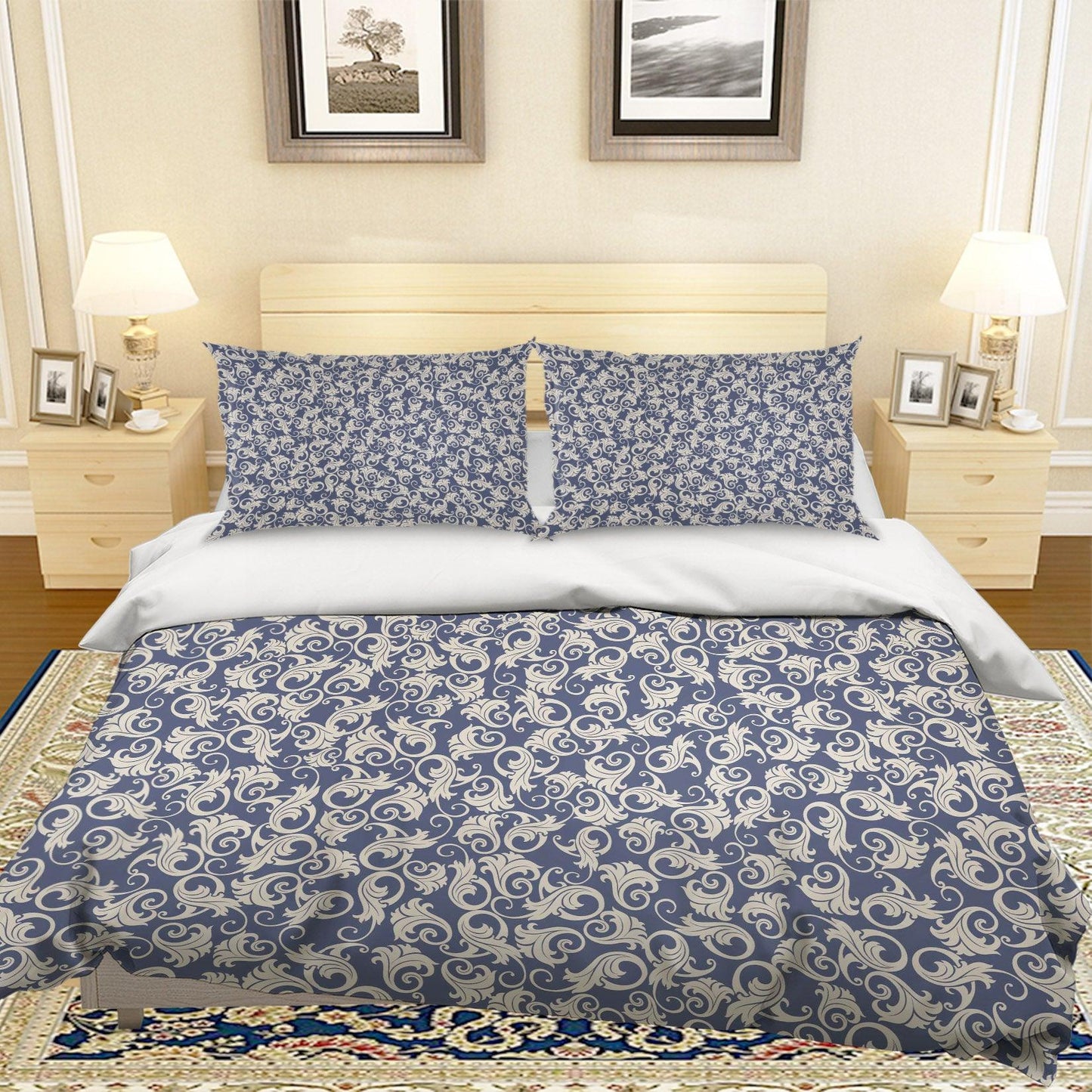 3D Blue Floral Pattern Quilt Cover Set Bedding Set Pillowcases 221