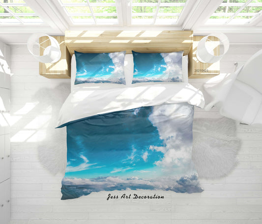 3D Blue Sky White Cloud Quilt Cover Set Bedding Set Duvet Cover Pillowcases 3