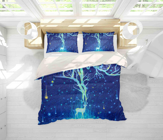 3D Blue Elk Quilt Cover Set Bedding Set Pillowcases 144