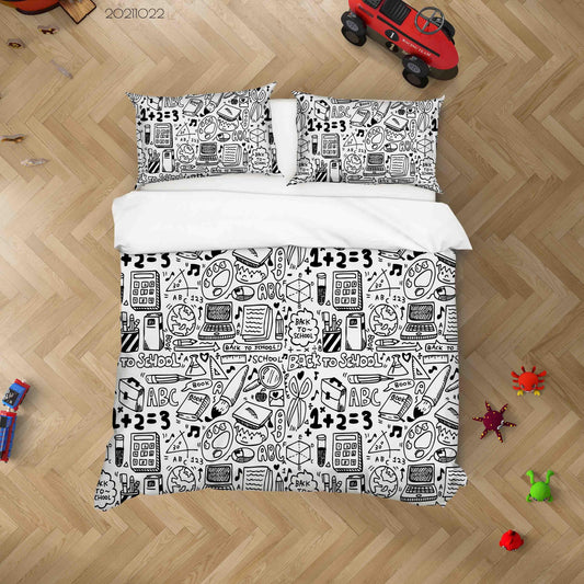 3D Cartoon Comic Illustration Doodle Quilt Cover Set Bedding Set Duvet Cover Pillowcases 62