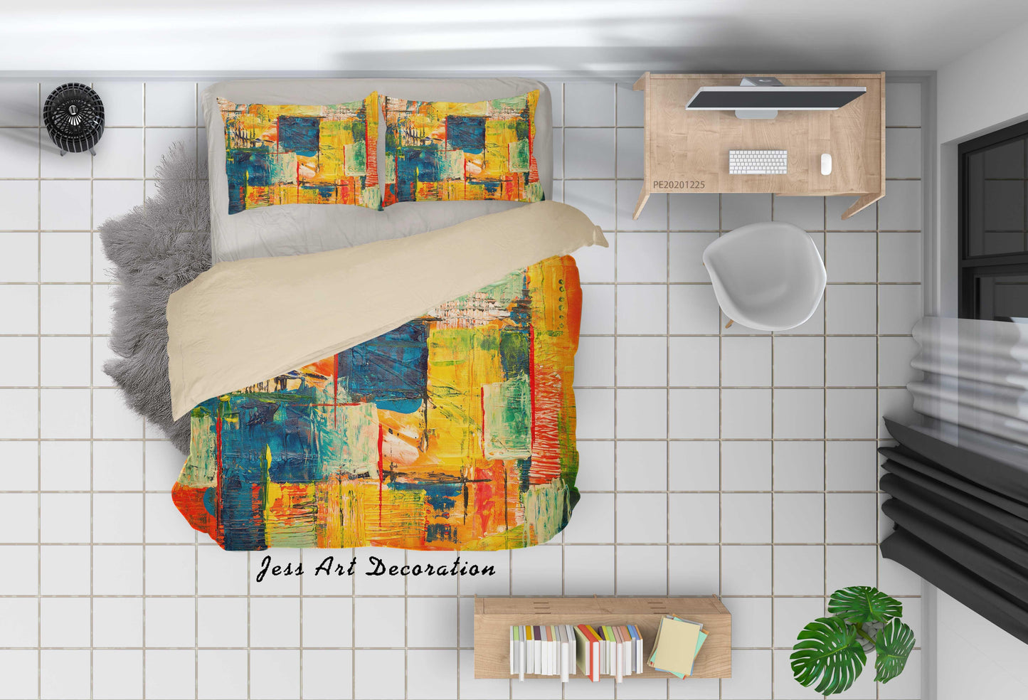 3D Abstract Orange Graffiti Quilt Cover Set Bedding Set Duvet Cover Pillowcases 47