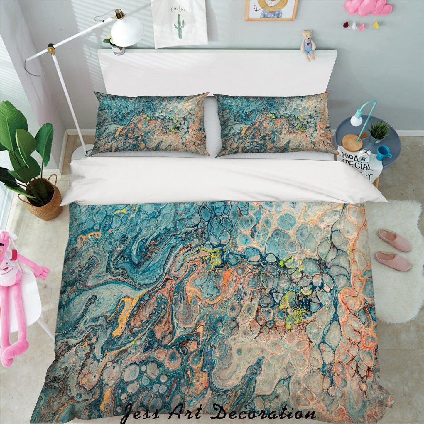3D Blue Uneven Paint Quilt Cover Set Bedding Set Pillowcases 97