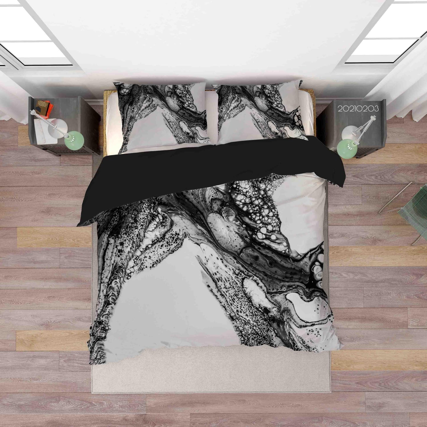 3D Abstract Black Marble Texture Quilt Cover Set Bedding Set Duvet Cover Pillowcases 1