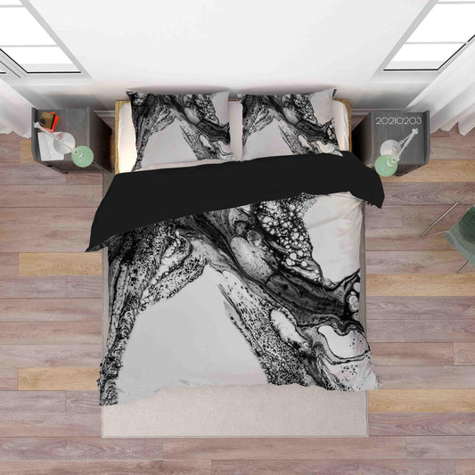 3D Abstract Black Marble Texture Quilt Cover Set Bedding Set Duvet Cover Pillowcases 1