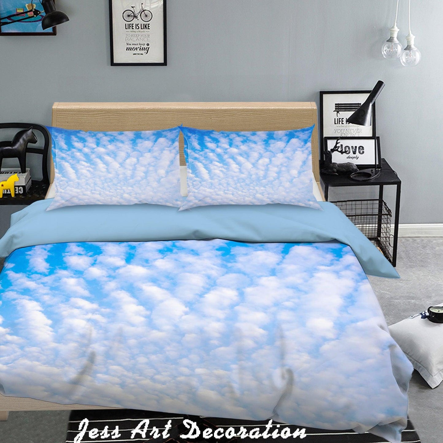 3D Blue Sky White Clouds Quilt Cover Set Bedding Set Pillowcases  6