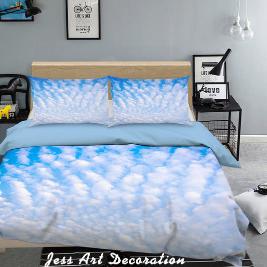 3D Blue Sky White Clouds Quilt Cover Set Bedding Set Pillowcases  6