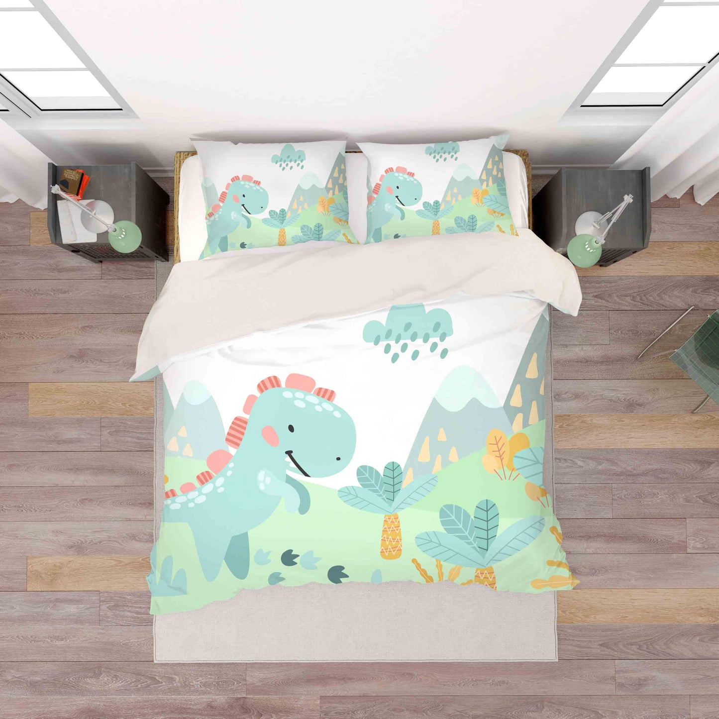 3D Cartoon Green Dinosaurs Quilt Cover Set Bedding Set Pillowcases  69