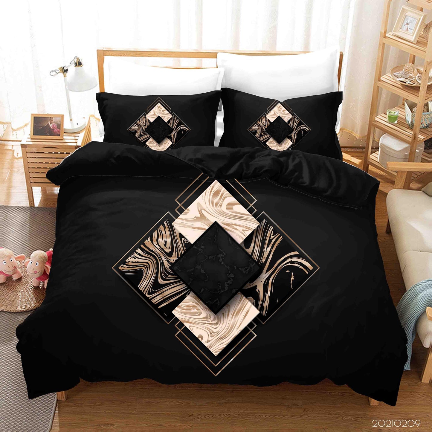 3D Abstract Black Marble Pattern Quilt Cover Set Bedding Set Duvet Cover Pillowcases 285