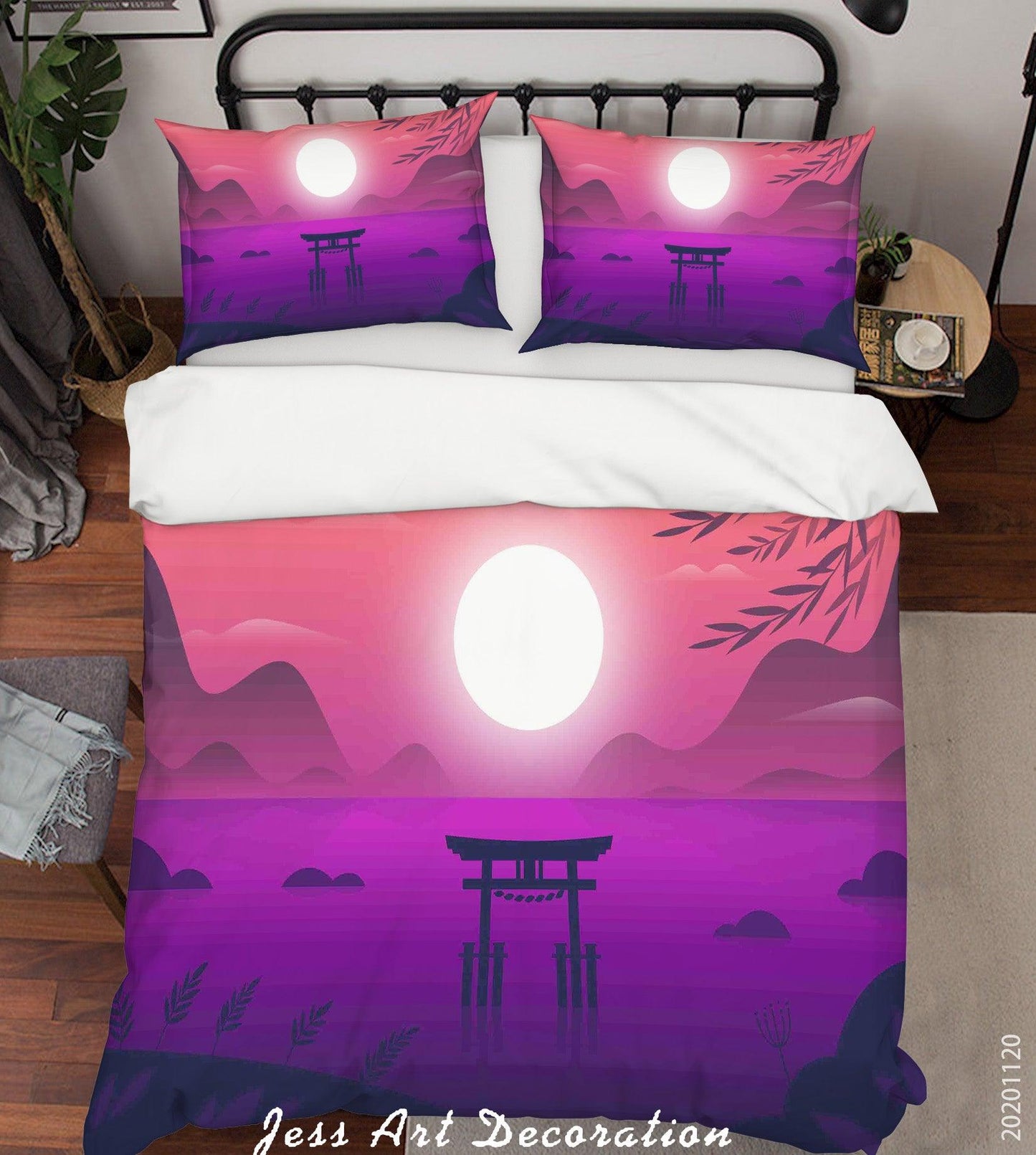 3D Ancient Architecture Sun Mountain Landscape Quilt Cover Set Bedding Set Duvet Cover Pillowcases LXL