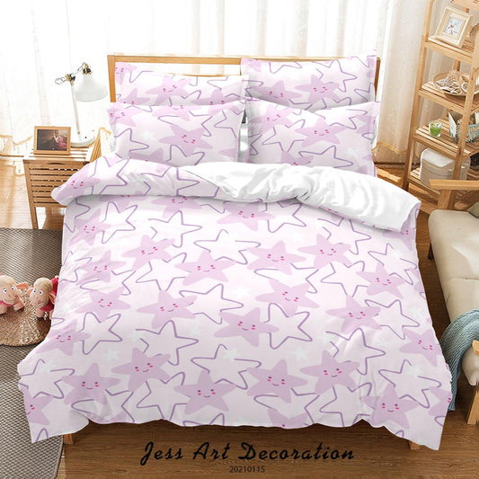 3D Cartoon Purple Star Quilt Cover Set Bedding Set Duvet Cover Pillowcases 18