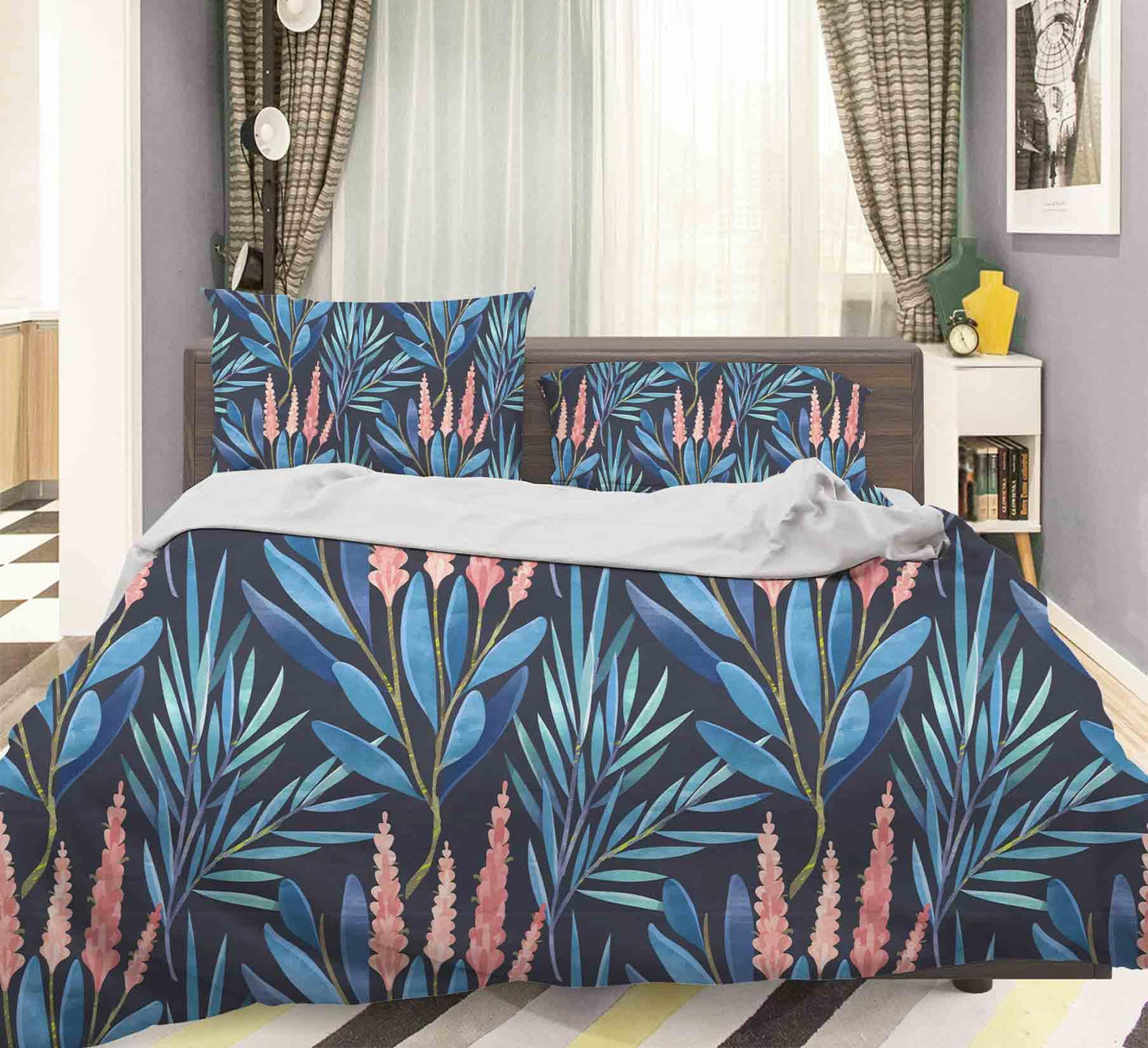 3D Blue Flower Quilt Cover Set Bedding Set Pillowcases 77