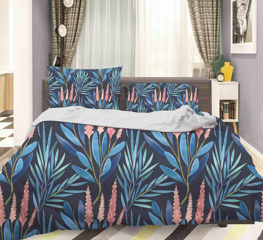 3D Blue Flower Quilt Cover Set Bedding Set Pillowcases 77