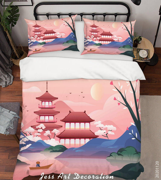 3D Ancient Architecture Classic Landscape Quilt Cover Set Bedding Set Duvet Cover Pillowcases LXL