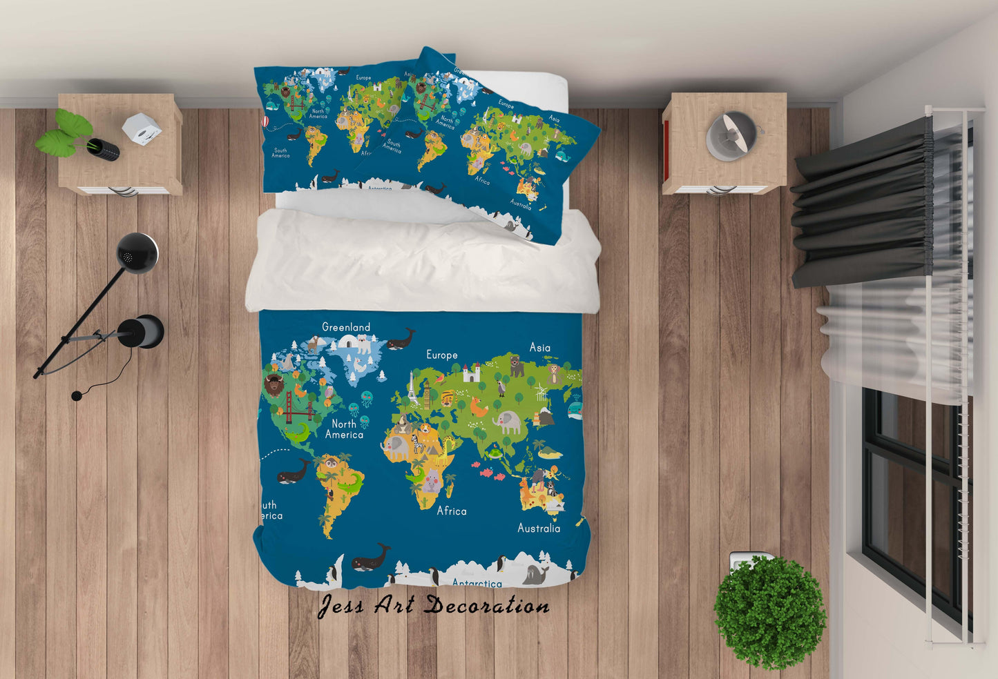 3D Blue World Map Quilt Cover Set Bedding Set Pillowcases 71