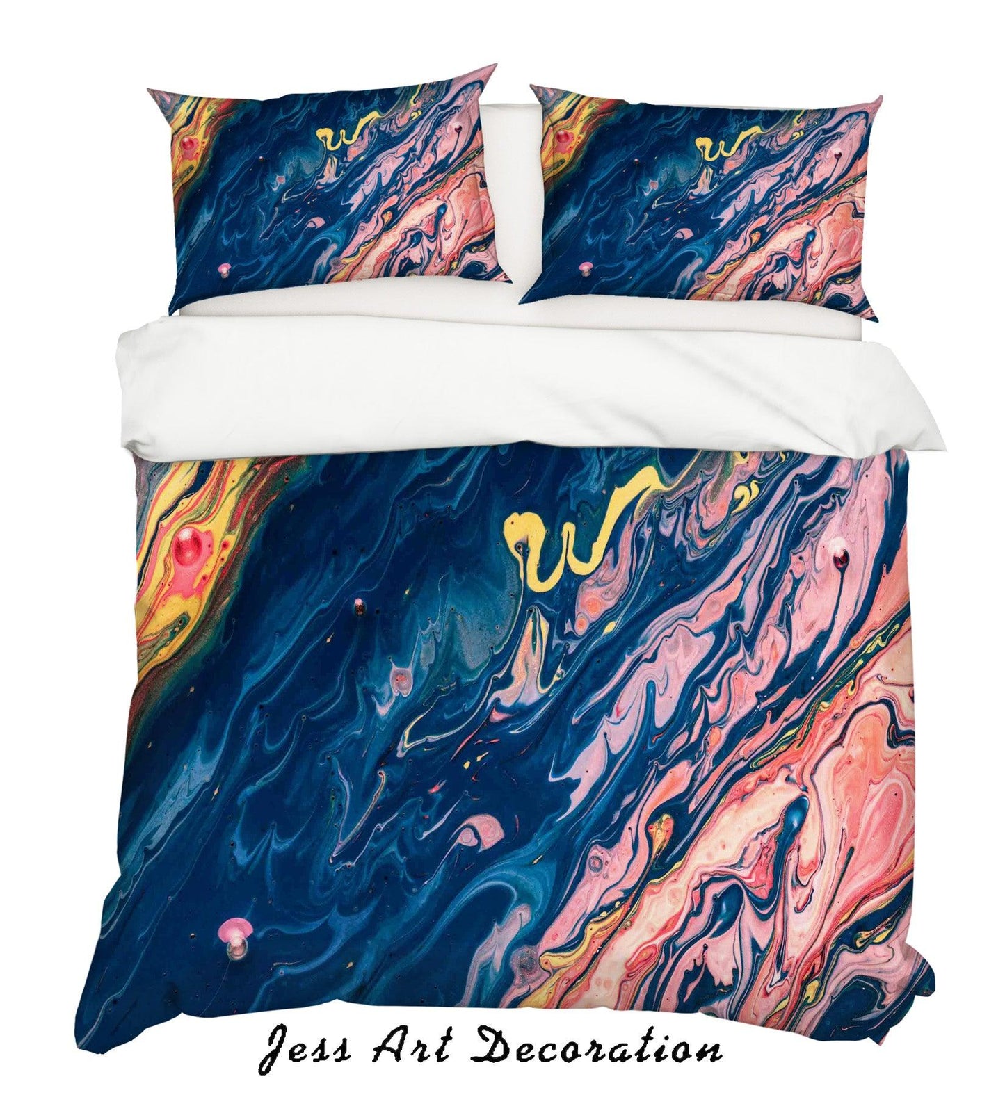 3D Blue Watercolor Quilt Cover Set Bedding Set Pillowcases 100