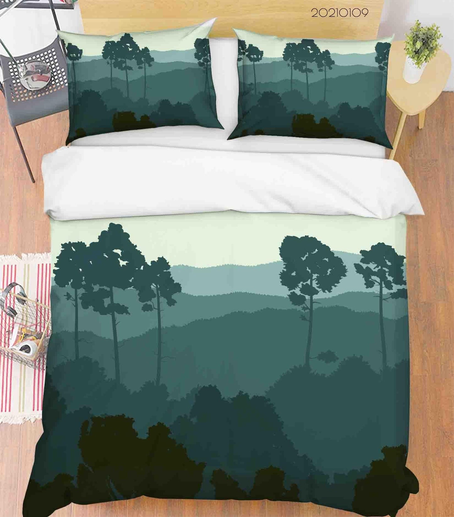 3D Cartoon Green Forest Quilt Cover Set Bedding Set Duvet Cover Pillowcases 33 LQH