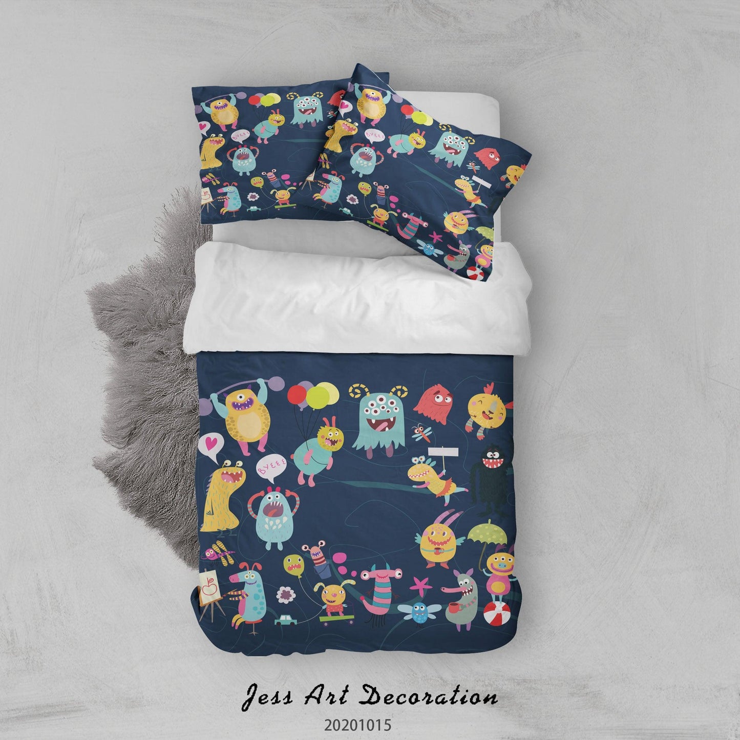 3D Cartoon Animal Monsters Pattern Quilt Cover Set Bedding Set Duvet Cover Pillowcases WJ 9673