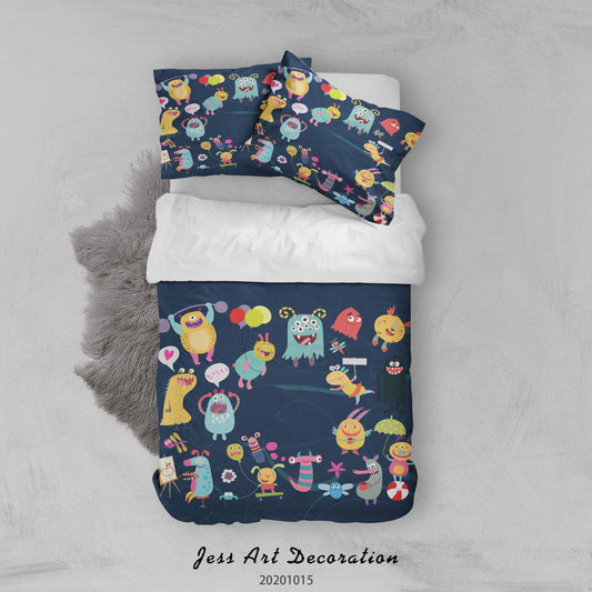 3D Cartoon Animal Monsters Pattern Quilt Cover Set Bedding Set Duvet Cover Pillowcases WJ 9673