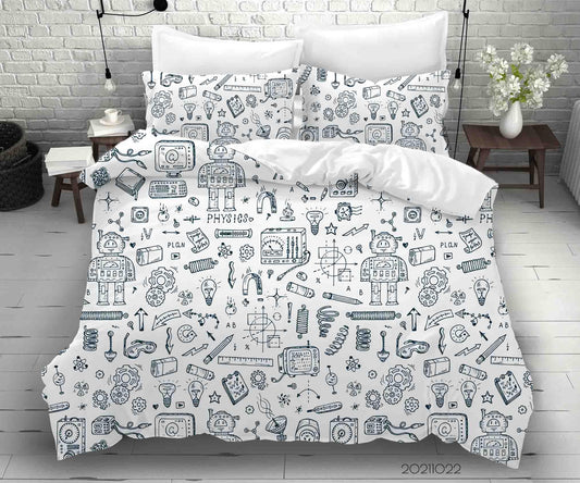 3D Abstract Robot Graffiti Quilt Cover Set Bedding Set Duvet Cover Pillowcases 2